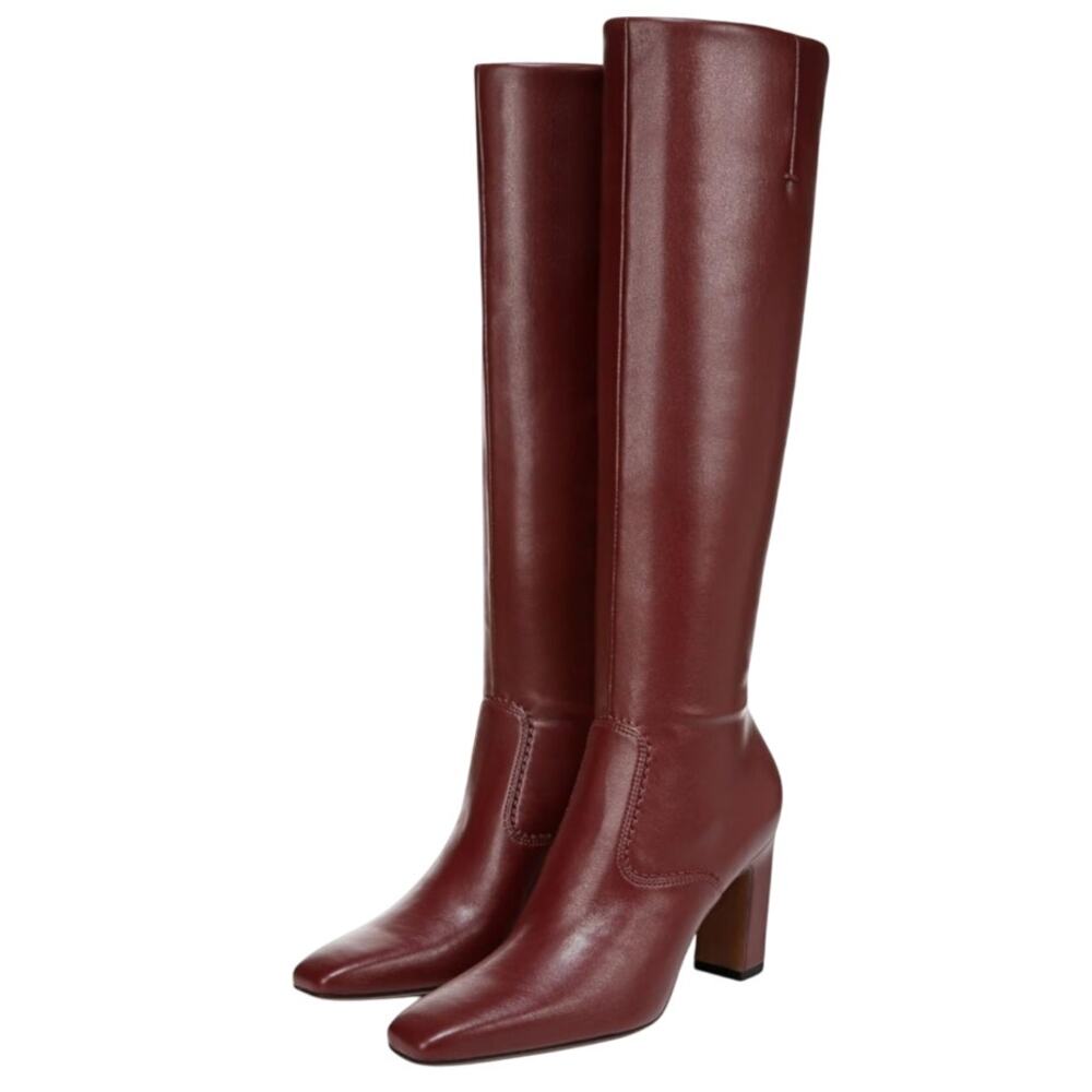 Franco Sarto Womens Bowman Knee High Boots Size 7.5 M Wide Calf Red Burgundy NIB